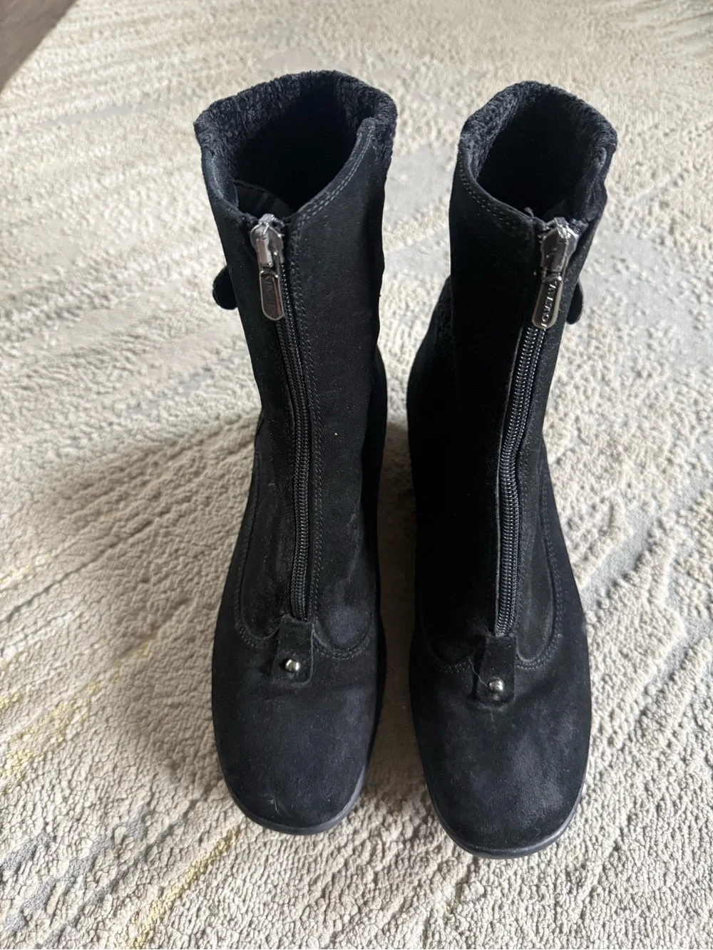 Aquatalia Black Suede Ankle Boots Mia wedge Waterproof comfort 8
